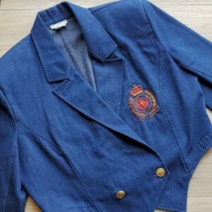 Kansai Yamamoto Vintage Royal Kansai Journey Cropped Denim Jean Jacket 10